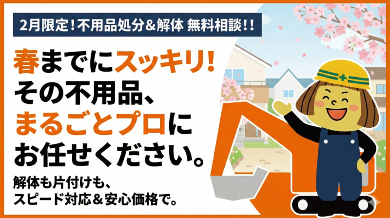 春の準備は今がチャンス！解体＆不用品処分「まるごと無料相談！！」